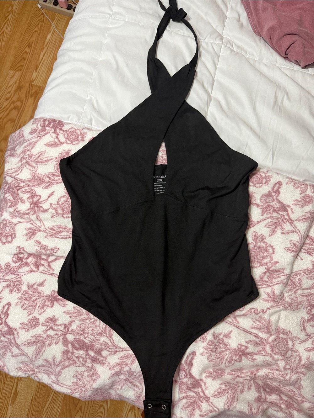 ReoRia Black Halter One-Piece Bodysuit